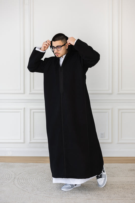 Midnight Black Winter Djellaba
