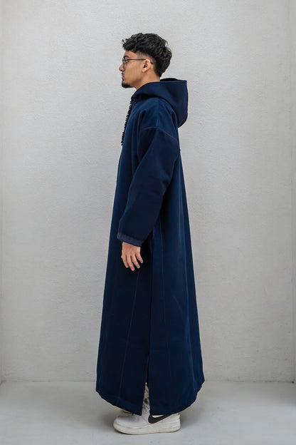 Night Navy Winter Djellaba with Embroidery