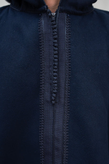 Night Navy Winter Djellaba with Embroidery